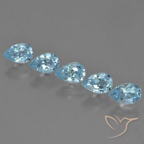 Gemme di Topazio Celeste naturale da 3.11 ct, Forma a pera, VS