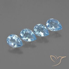 Gemme di Topazio Celeste naturale da 3.47 ct, Forma a pera, VVS-VS