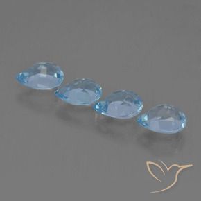 Gemme di Topazio Celeste naturale da 3.47 ct, Forma a pera, VVS-VS