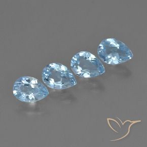 Gemme di Topazio Blu svizzero naturale da 3.52 ct, Forma a pera, VVS-VS