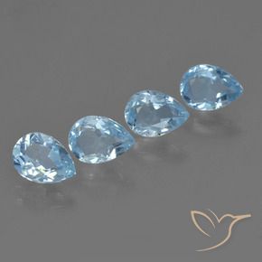 Gemme di Topazio Celeste naturale da 3.53 ct, Forma a pera, VVS-VS