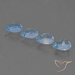 Gemme di Topazio Celeste naturale da 3.53 ct, Forma a pera, VVS-VS