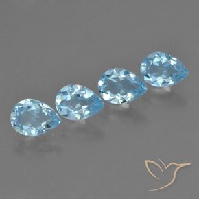 Gemme di Topazio Celeste naturale da 3.48 ct, Forma a pera, VVS-VS
