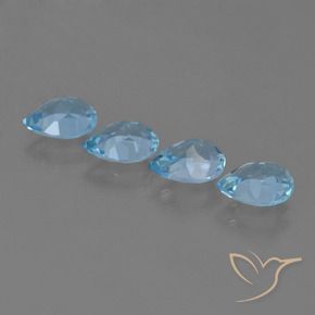 Gemme di Topazio Celeste naturale da 3.48 ct, Forma a pera, VVS-VS