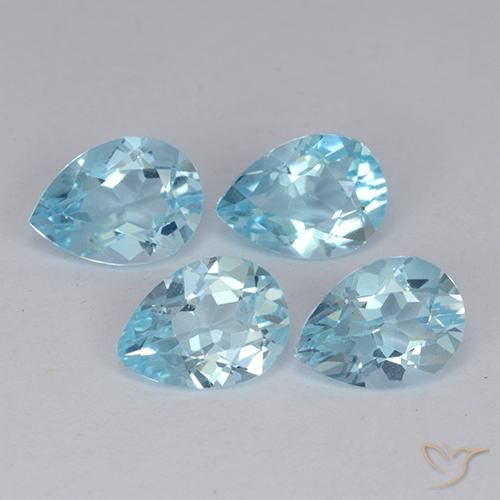 Gemme di Topazio Celeste naturale da 3.26 ct, Forma a pera, VVS-VS
