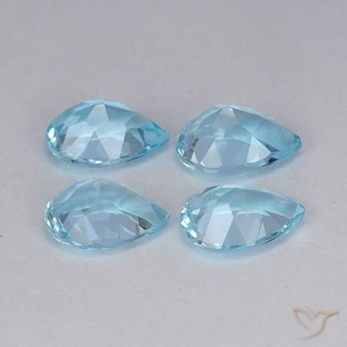 Gemme di Topazio Celeste naturale da 3.26 ct, Forma a pera, VVS-VS