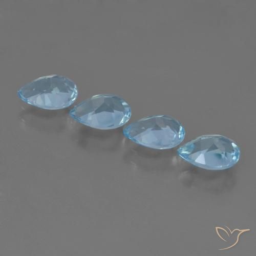 Gemme di Topazio Blu svizzero naturale da 3.32 ct, Forma a pera, VVS-VS