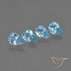 Gemme di Topazio Celeste naturale da 2.83 ct, Forma a pera, VVS-VS