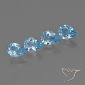 Gemme di Topazio Celeste naturale da 2.80 ct, Forma a pera, VVS-VS
