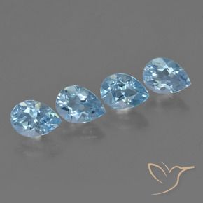 Gemme di Topazio Celeste naturale da 3.64 ct, Forma a pera, VVS-VS