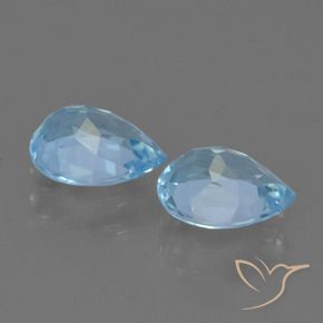 Gemme di Topazio Celeste naturale da 1.71 ct, Forma a pera, VVS-VS