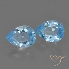 Gemme di Topazio Celeste naturale da 1.75 ct, Forma a pera, VVS-VS