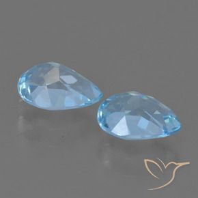 Gemme di Topazio Celeste naturale da 1.75 ct, Forma a pera, VVS-VS