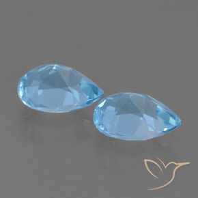 Gemme di Topazio Blu svizzero naturale da 1.75 ct, Forma a pera, VVS-VS