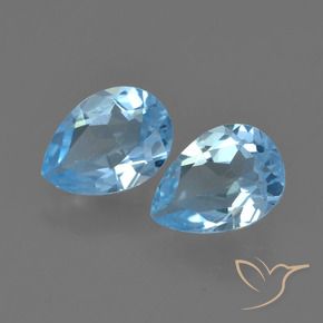 Gemme di Topazio Blu svizzero naturale da 1.53 ct, Forma a pera, VVS-VS