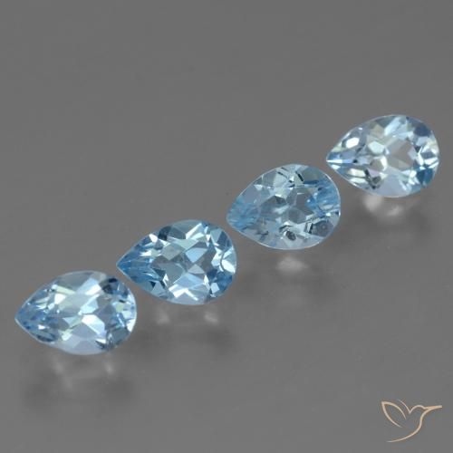 Gemme di Topazio Celeste naturale da 3.49 ct, Forma a pera, VVS-VS