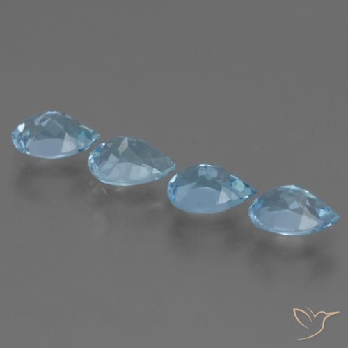 Gemme di Topazio Celeste naturale da 3.49 ct, Forma a pera, VVS-VS