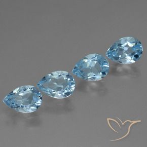 Gemme di Topazio Blu svizzero naturale da 3.27 ct, Forma a pera, VS