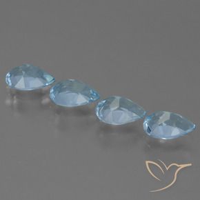 Gemme di Topazio Blu svizzero naturale da 3.27 ct, Forma a pera, VS