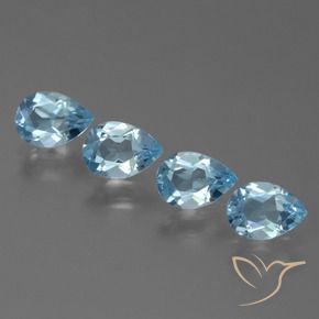 Gemme di Topazio Blu svizzero naturale da 3.00 ct, Forma a pera, VVS-VS