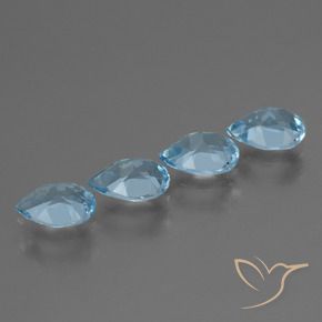 Gemme di Topazio Blu svizzero naturale da 3.00 ct, Forma a pera, VVS-VS