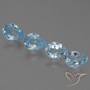 Gemme di Topazio Celeste naturale da 3.12 ct, Forma a pera, VVS-VS
