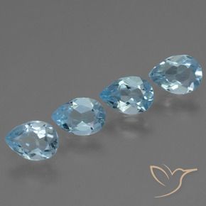 Gemme di Topazio Celeste naturale da 2.80 ct, Forma a pera, VVS-VS
