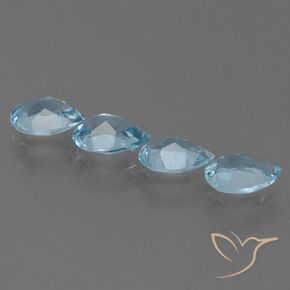 Gemme di Topazio Celeste naturale da 2.80 ct, Forma a pera, VVS-VS