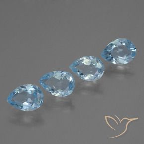 Gemme di Topazio Celeste naturale da 3.02 ct, Forma a pera, VVS-VS
