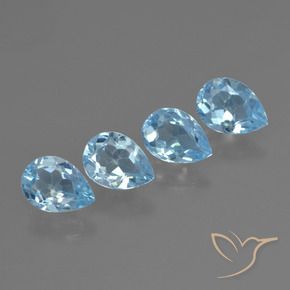 Gemme di Topazio Celeste naturale da 3.15 ct, Forma a pera, VVS-VS