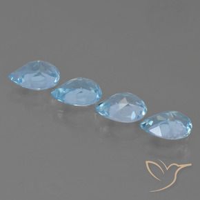 Gemme di Topazio Celeste naturale da 3.15 ct, Forma a pera, VVS-VS