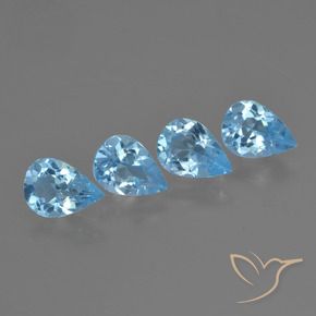 Gemme di Topazio Celeste naturale da 3.12 ct, Forma a pera, VVS-VS