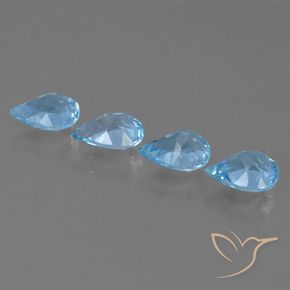 Gemme di Topazio Celeste naturale da 3.12 ct, Forma a pera, VVS-VS