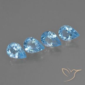 Gemme di Topazio Celeste naturale da 2.83 ct, Forma a pera, VVS-VS