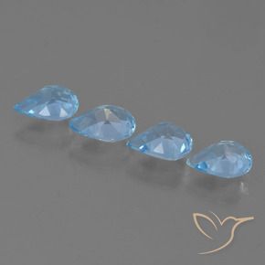 Gemme di Topazio Celeste naturale da 2.83 ct, Forma a pera, VVS-VS