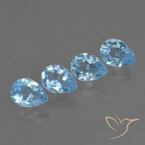 Gemme di Topazio Blu svizzero naturale da 3.25 ct, Forma a pera, VVS-VS