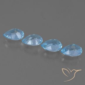 Gemme di Topazio Blu svizzero naturale da 3.25 ct, Forma a pera, VVS-VS