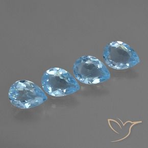 Gemme di Topazio Blu svizzero naturale da 2.87 ct, Forma a pera, VVS-VS