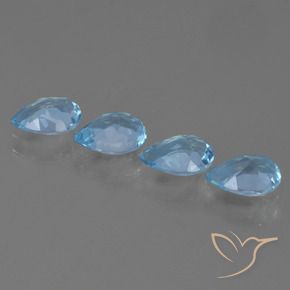 Gemme di Topazio Blu svizzero naturale da 2.87 ct, Forma a pera, VVS-VS