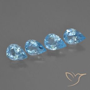 Gemme di Topazio Celeste naturale da 2.61 ct, Forma a pera, VVS-VS