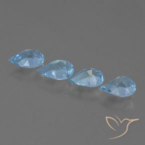 Gemme di Topazio Celeste naturale da 2.61 ct, Forma a pera, VVS-VS