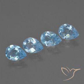 Gemme di Topazio Celeste naturale da 3.04 ct, Forma a pera, VVS-VS