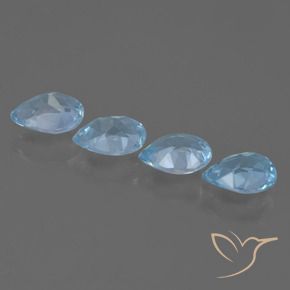 Gemme di Topazio Celeste naturale da 3.04 ct, Forma a pera, VVS-VS