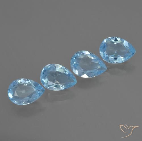 Gemme di Topazio Blu svizzero naturale da 3.28 ct, Forma a pera, VVS-VS