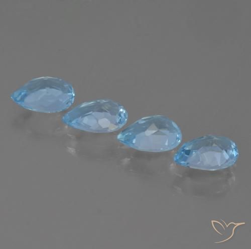 Gemme di Topazio Blu svizzero naturale da 3.28 ct, Forma a pera, VVS-VS