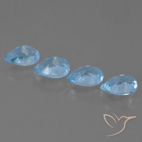 Gemme di Topazio Celeste naturale da 3.35 ct, Forma a pera, VVS-VS