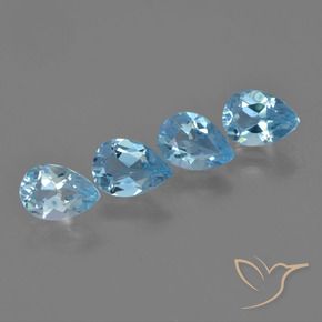 Gemme di Topazio Blu svizzero naturale da 3.30 ct, Forma a pera, VVS-VS