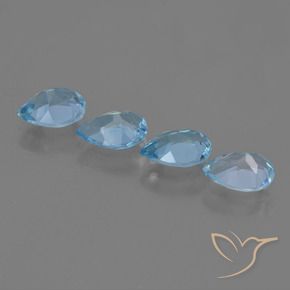 Gemme di Topazio Blu svizzero naturale da 3.30 ct, Forma a pera, VVS-VS