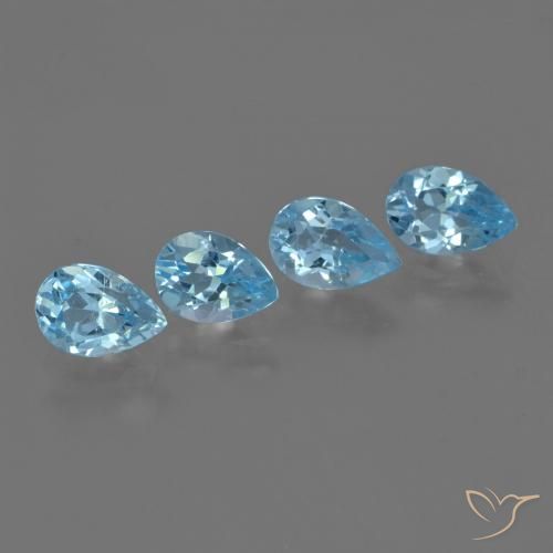 Gemme di Topazio Blu svizzero naturale da 3.11 ct, Forma a pera, VVS-VS