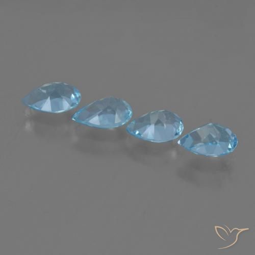 Gemme di Topazio Blu svizzero naturale da 3.11 ct, Forma a pera, VVS-VS